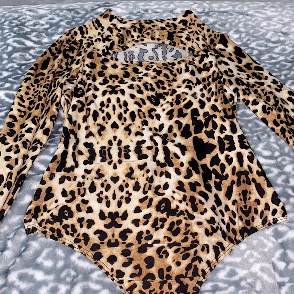 Leopard long sleeve leotard